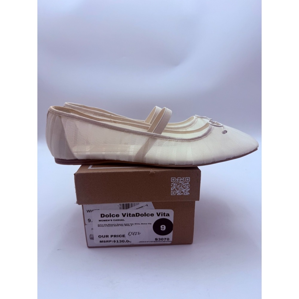 Dolce Vita Relan Women's 9 White Mesh Mary Jane Ballet Flats Bow Bridal Shoes